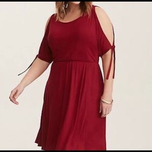 Cold Shoulder Jersey Swing Dress